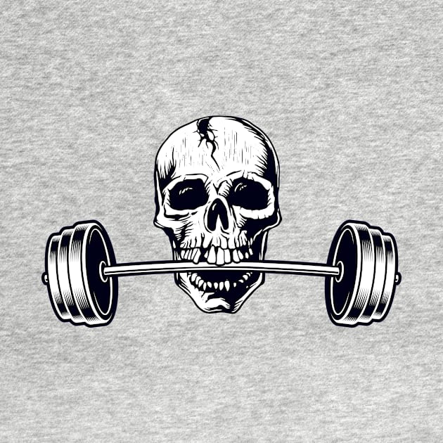 Weightlifters Graphic, Powerlifting Lift Heavy Barbell Skull Design by ScottsRed